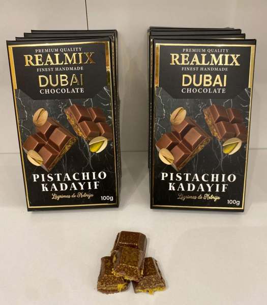 Comprar Tableta de chocolate relleno de pistacho con Kadayif tostado